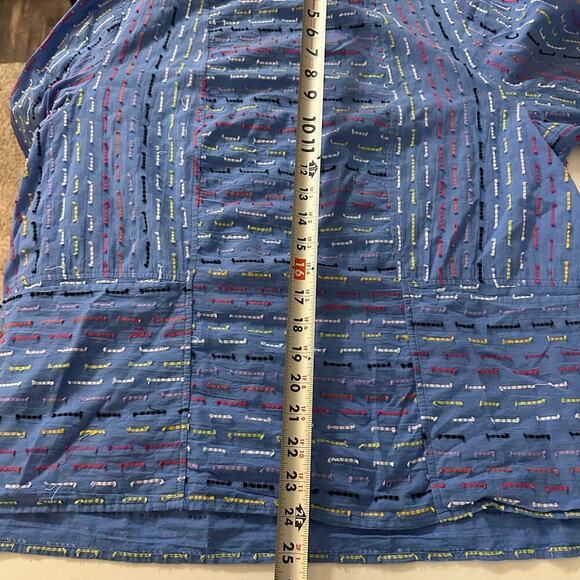 Habitat Blue, Multicolored Stitched, Long Sleeve, Pocketed, Light Weight Top- M - Picture 9 of 10